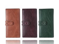 Pack of 6 assorted RFID checkbook wallets, 2 each color, Green, Plum, Rust