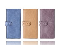 Pack of 6 assorted RFID checkbook wallets, 2 each color, Sand, Denim and lavender
