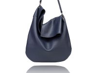 Large soft hobo with fold over collar and inner bag