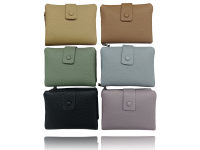 6 short wallets in black and pastel colors