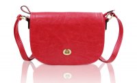 Small saddle bag with a turn lock. Available in  Black and Red.  