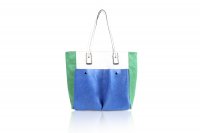 COLOUR BLOCK LARGE TOTE WITH 2 FRONT POCKETS  